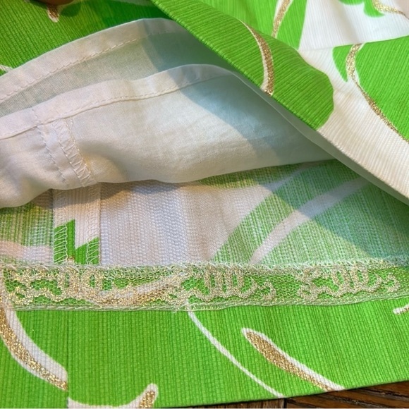 Lilly Pulitzer Tate Skirt Resort White Stinger Bee Gold Glitter Size 0 Green - Picture 4 of 12